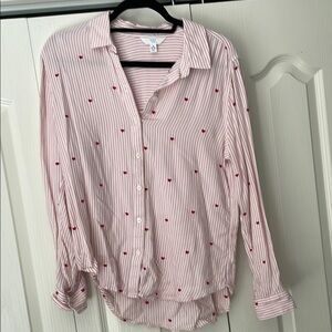 Time and Tru Pink Striped Button Down Shirt
